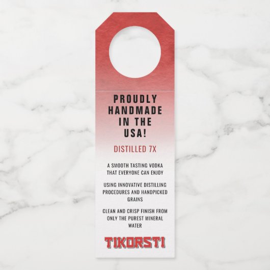 Tikorsti Distilled 7X Clean Crisp Handmade wodka Flessenhanger (Voorkant)