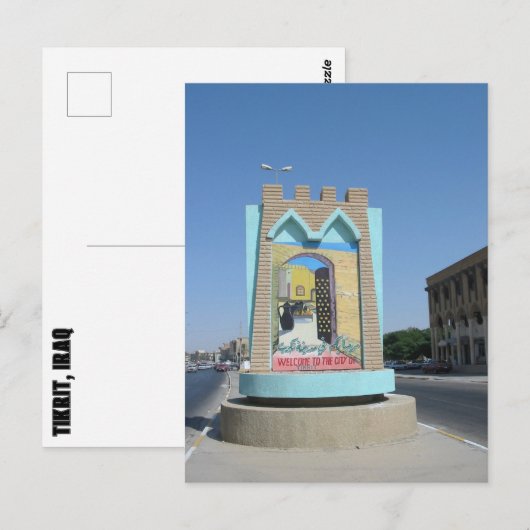 Tikrit, Irak welkomstbord Briefkaart (Voorkant / Achterkant)