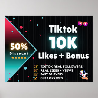 Tiktok 10K houdt van + 100K Uitzichten GRATIS Poster