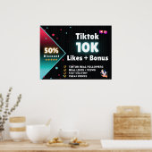 Tiktok 10K houdt van + 100K Uitzichten GRATIS Poster (Keuken)
