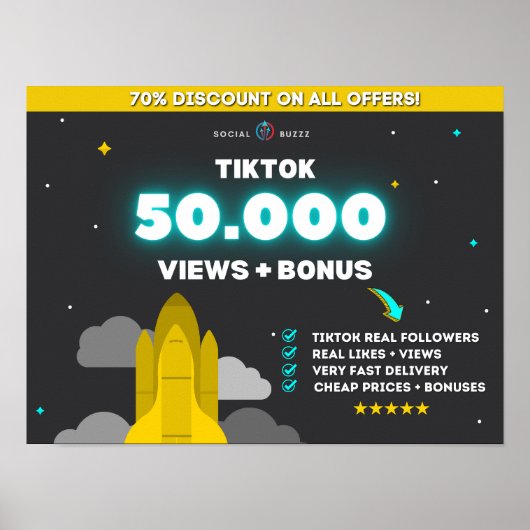 TikTok 50K Uitzichten + 10K Likes | TikTok Followe Poster (Voorkant)