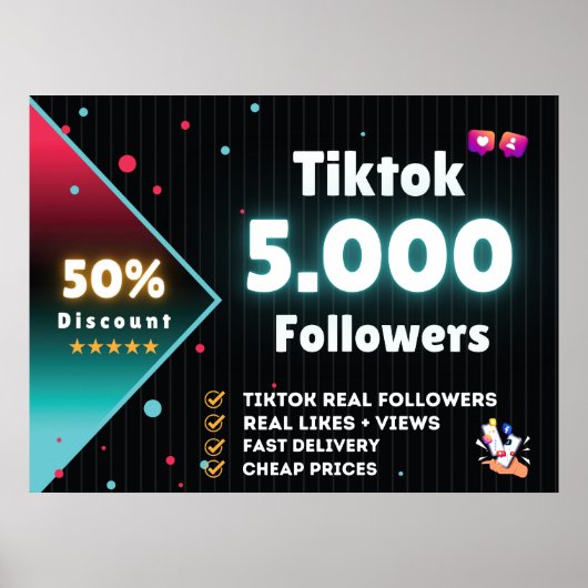 TikTok 5.000 Volgers | TikTok volgers kopen Poster (Voorkant)