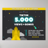 TikTok 5K Uitzichten + 500 Vind ik leuks Poster (Voorkant)