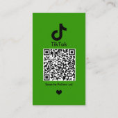 TikTok Aangepaste Groene QR Code Social Media Visitekaartje (Achterkant)