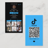 TikTok Blauwe Sociale Media QR-code Visitekaartje (Voorkant / Achterkant)