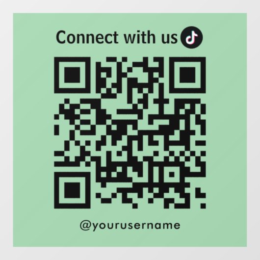 TikTok Connect met Amerikaanse QR Code Mint Green Raamsticker (Vel)