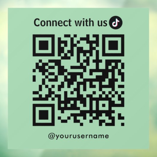 TikTok Connect met Amerikaanse QR Code Mint Green Raamsticker (Vel 3)