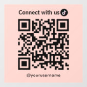 TikTok Connect Met Ons QR Code Blush Roze Raamsticker (Vel)