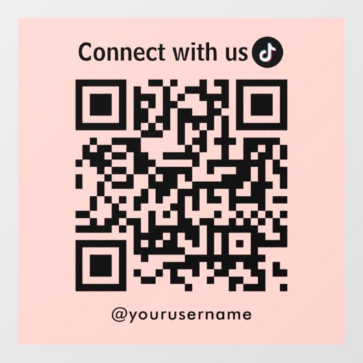 TikTok Connect Met Ons QR Code Blush Roze Raamsticker (Vel)