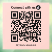 TikTok Connect Met Ons QR Code Blush Roze Raamsticker (Vel 3)