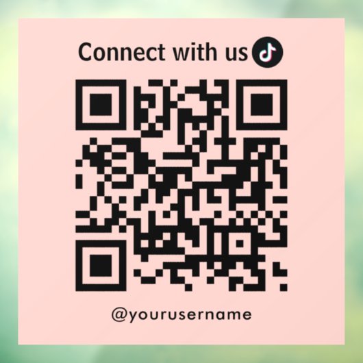 TikTok Connect Met Ons QR Code Blush Roze Raamsticker (Vel 3)