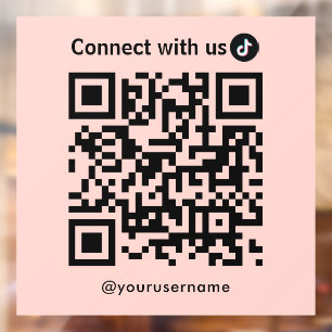 TikTok Connect Met Ons QR Code Blush Roze Raamsticker