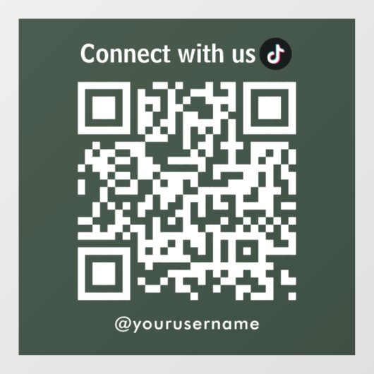 TikTok Connect met ons QR Code Forest Green Raamsticker (Vel)