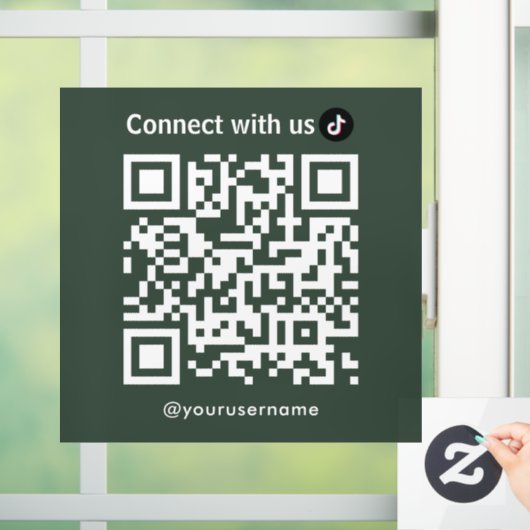 TikTok Connect met ons QR Code Forest Green Raamsticker (Huis)