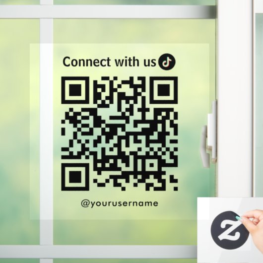 TikTok Connect Met Ons QR Code Modern Minimalist Raamsticker (Huis)