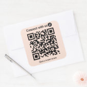 TikTok Connect Met Ons QR Code Zachte Peach Vierkante Sticker (Envelop)
