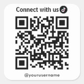 TikTok Connect met US QR Code Wit Vierkante Sticker (Voorkant)