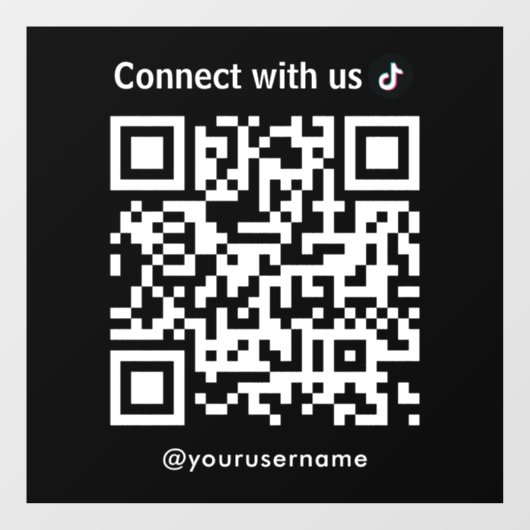 TikTok Connect met US QR Code Zwart Raamsticker (Vel)