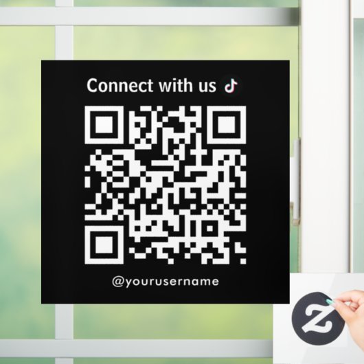 TikTok Connect met US QR Code Zwart Raamsticker (Huis)
