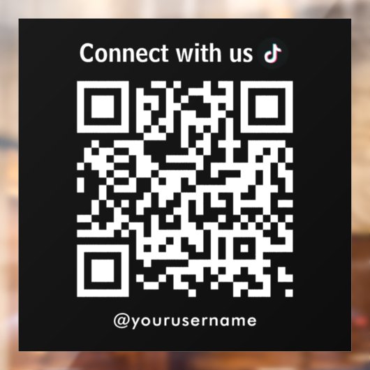 TikTok Connect met US QR Code Zwart Raamsticker (Vel 2)