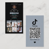 TikTok Dusty Blue Social Media QR Code Visitekaartje (Voorkant / Achterkant)