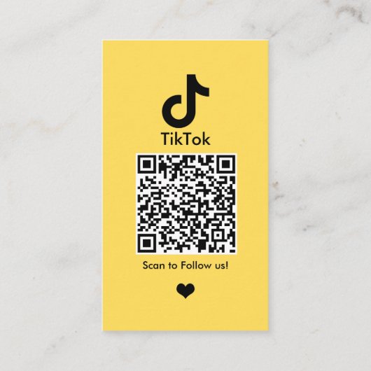 TikTok Geel Social Media QR Code Visitekaartje (Achterkant)