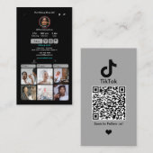 TikTok Grijs Social Media QR Code Visitekaartje (Voorkant / Achterkant)