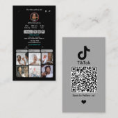 TikTok Grijze sociale media QR-code Visitekaartje (Voorkant / Achterkant)
