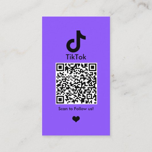TikTok Paarse sociale media QR-code Visitekaartje (Achterkant)