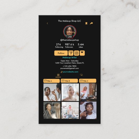 TikTok Peach Social Media QR Code Visitekaartje (Voorkant)