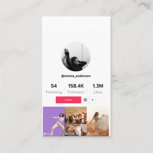 Tiktok Profile UGC Social Media Volg me Visitekaartje (Voorkant)