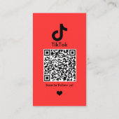 TikTok Rode Sociale Media QR Code Visitekaartje (Achterkant)