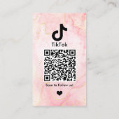 TikTok Roze Marmer QR Code Social Media Visitekaartje (Achterkant)