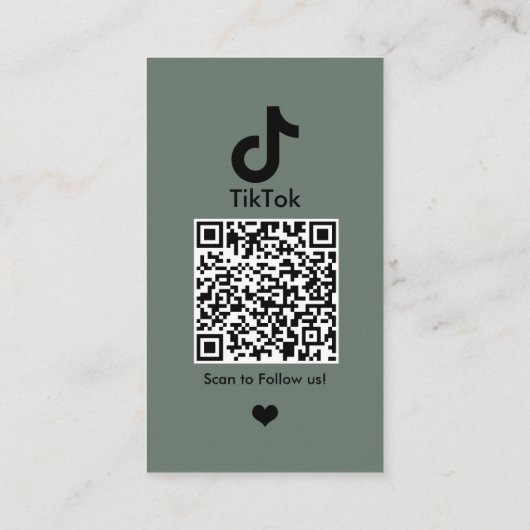 TikTok Sage Groene Sociale Media QR Code Visitekaartje (Achterkant)