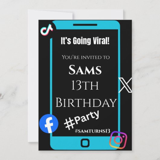 “TikTok Trend Party Invitations – Fun & Viral  Kaart (Voorkant)