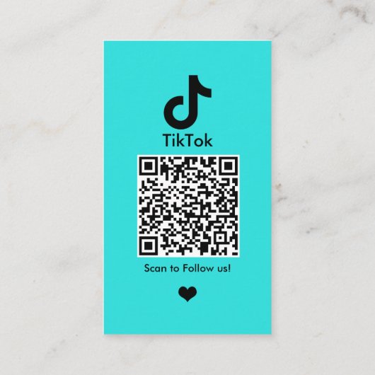 TikTok Turquoise sociale media QR-code Visitekaartje (Achterkant)