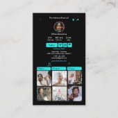 TikTok Turquoise sociale media QR-code Visitekaartje (Voorkant)