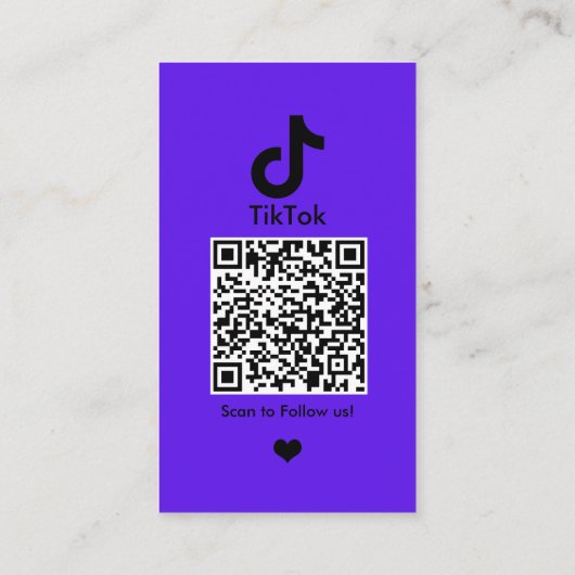 TikTok Violet Social Media QR Code Visitekaartje (Achterkant)