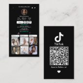 TikTok Zwarte Social Media QR Code Visitekaartje (Voorkant / Achterkant)