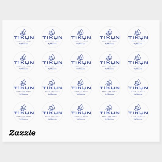 Tikun blauw op witte Sticker (Vel)