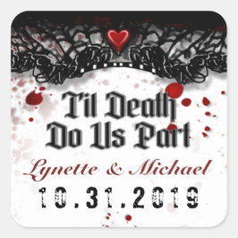 Til Death Bloed Splatter Halloween Vierkante Bruil Sticker