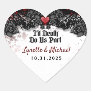 Til Death Blood Splatter Halloween Heart Weddensch Hart Sticker