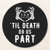 Til Death Bruiloft Zwart Papier Onderzetter (Voorkant)