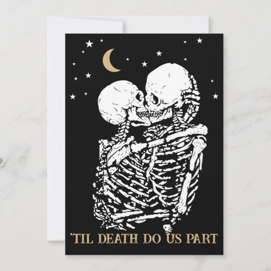 Til Death Cool Celestial Gothic Zwart Goud Bruilof Kaart (Voorkant)