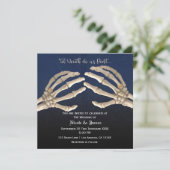 Til Death Do Blue Skeleton Gold Huwelijk Kaart (Staand voorkant)