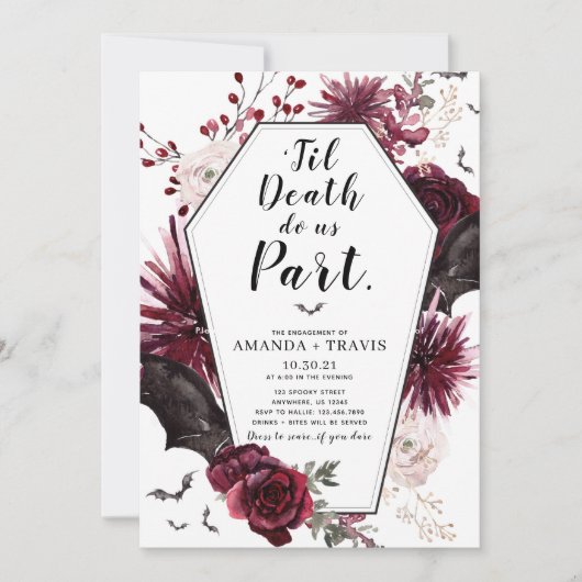 Til Death Do ons Part Engagement Party Coffin Kaart (Voorkant)