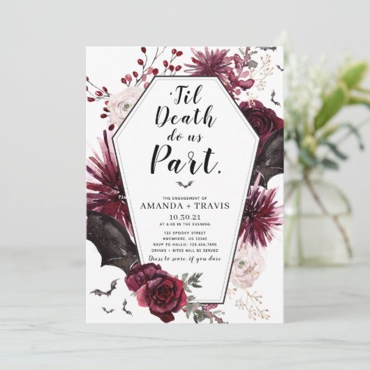 Til Death Do ons Part Engagement Party Coffin Kaart (Staand voorkant)