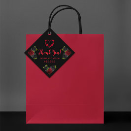 Til Death Do ons Part Gothic Black and Red Rose Bedankjes Labels