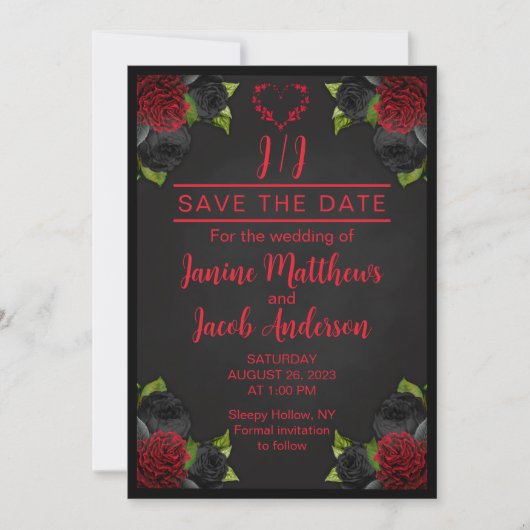 Til Death Do ons Part Gothic Black Save the Date Kaart (Voorkant)