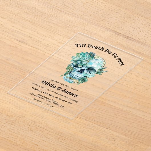 Til Death Do ons Part Gothic Halloween Wedding Acryl Uitnodigingen (Laagn)